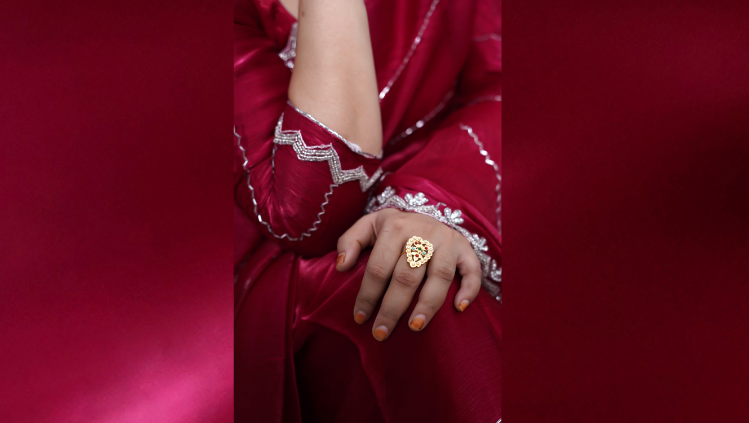 habiba gold tone silvar ring