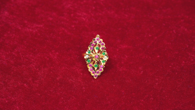 tarini gold tone silver ring