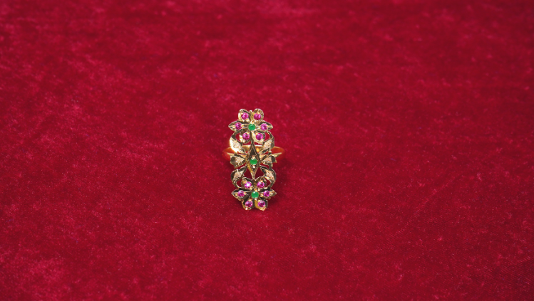 sitara gold tone silver ring