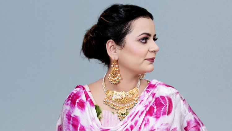 neelam gold tone silver necklace and earrings set